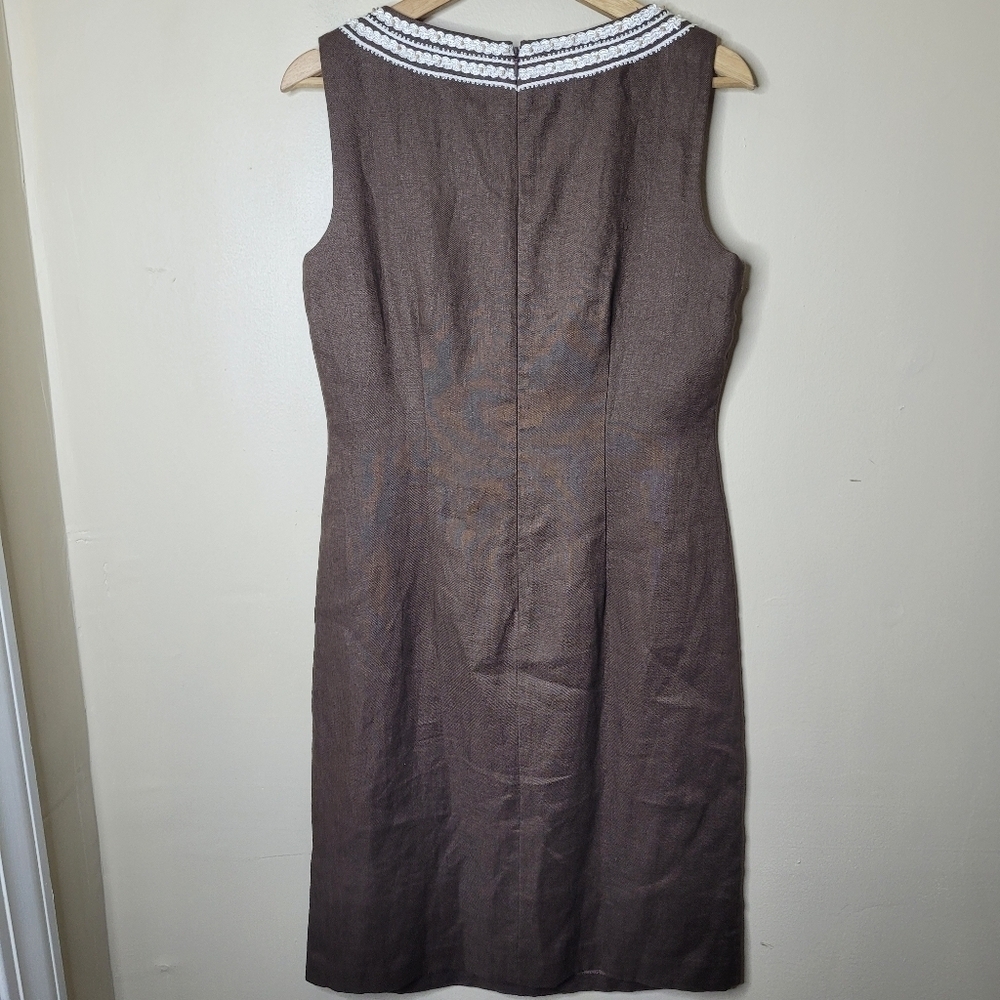 Talbots Linen Embroidered Sheath Dress - Picture 6 of 10